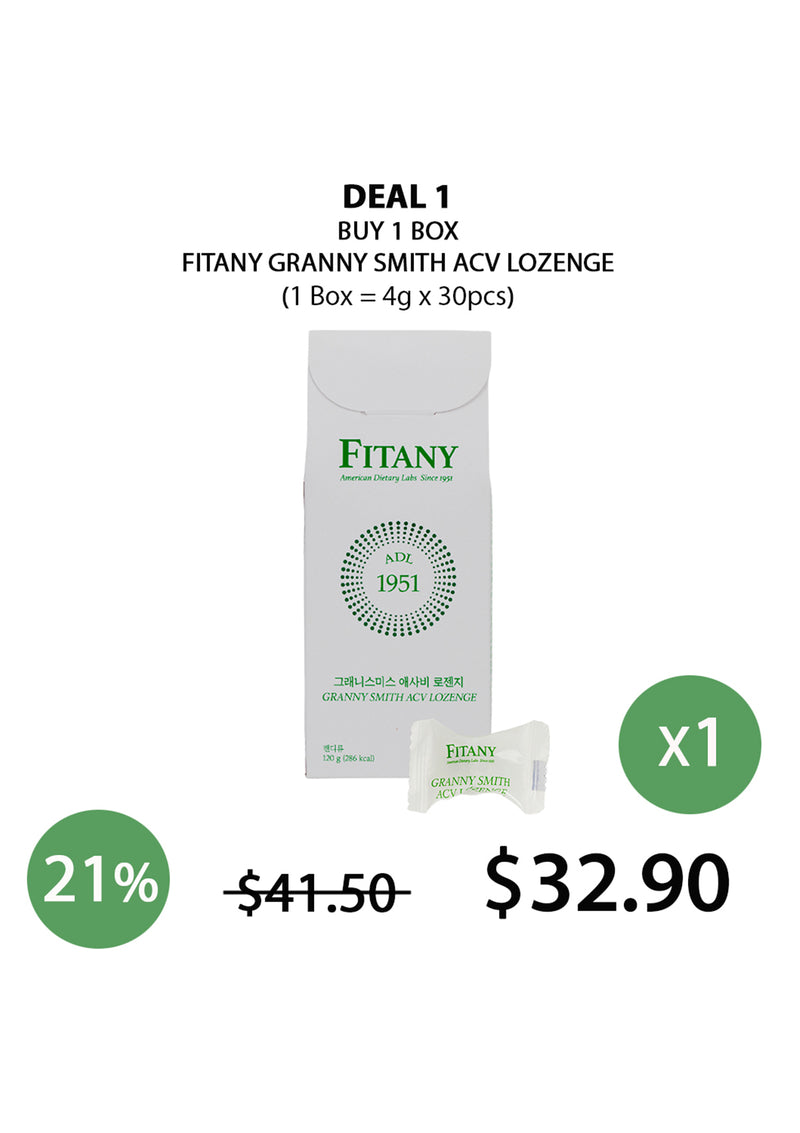 [FITANY] Granny Smith ACV Lozenge (1 Box = 4g x 30pcs)