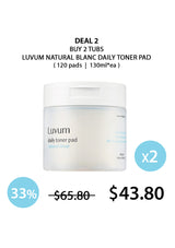 [LUVUM] Natural Blanc Daily Toner Pad 130ml (60 Pads)