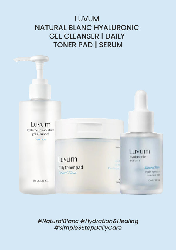 [LUVUM] Natural Blanc Hyaluronic Gel Cleanser | Daily Toner Pad | Serum