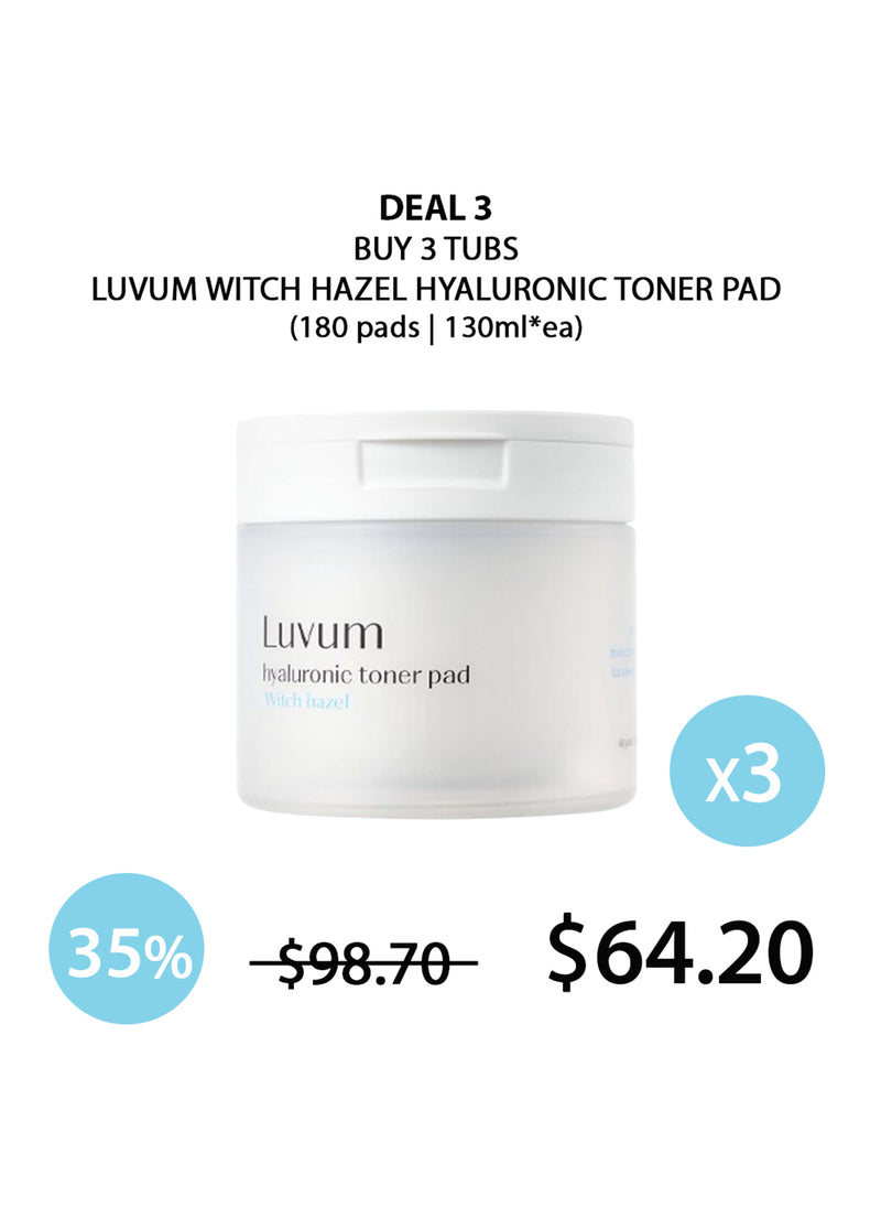 [LUVUM] Witch Hazel Hyaluronic Toner Pad (1 Box = 60 Pads)