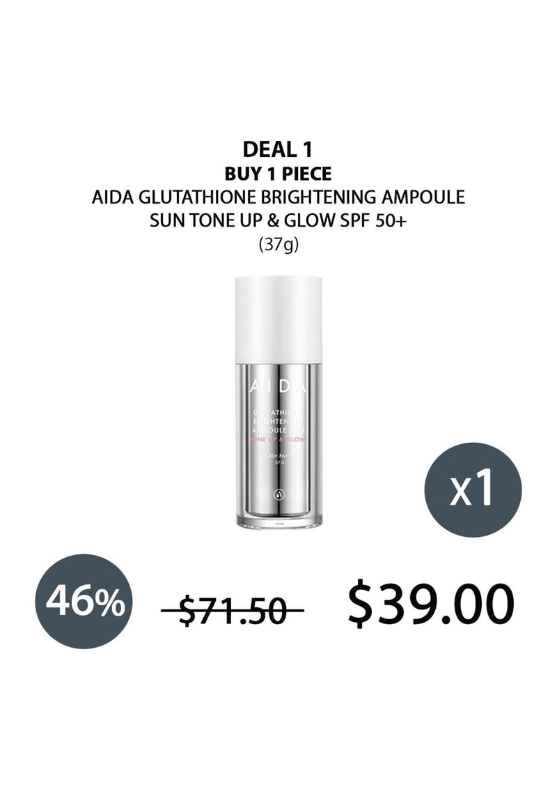 [AIDA] Glutathione Brightening Ampoule Sun Tone Up & Glow SPF 50+ PA++++ 37g