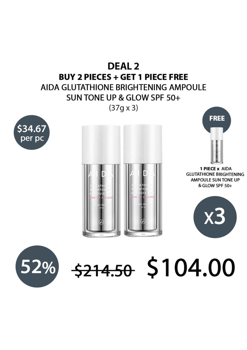 [AIDA] Glutathione Brightening Ampoule Sun Tone Up & Glow SPF 50+ PA++++ 37g