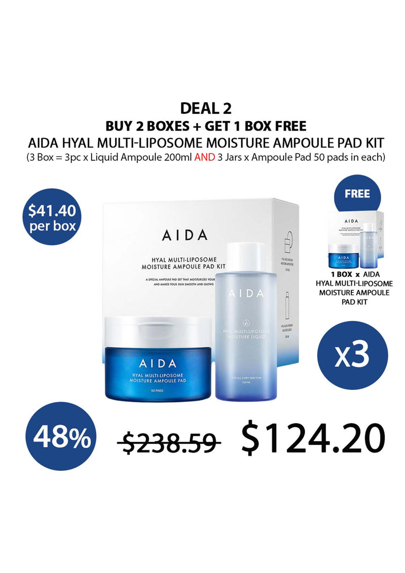 [AIDA] Hyal Multi-Liposome Moisture Ampoule Pad Kit