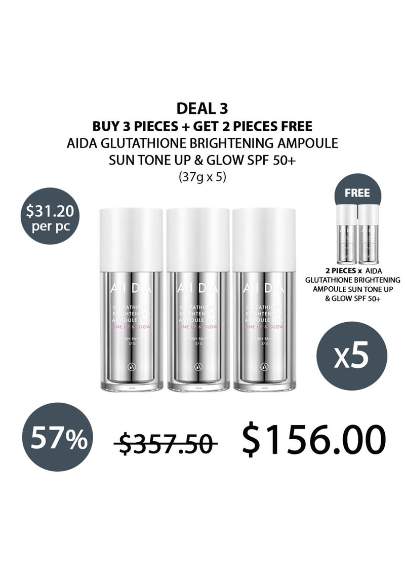 [AIDA] Glutathione Brightening Ampoule Sun Tone Up & Glow SPF 50+ PA++++ 37g