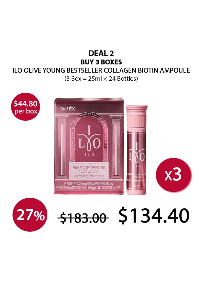 [ILO] Olive Young Bestseller Collagen Biotin Ampoule (1 Box = 25ml × 8 Bottles)