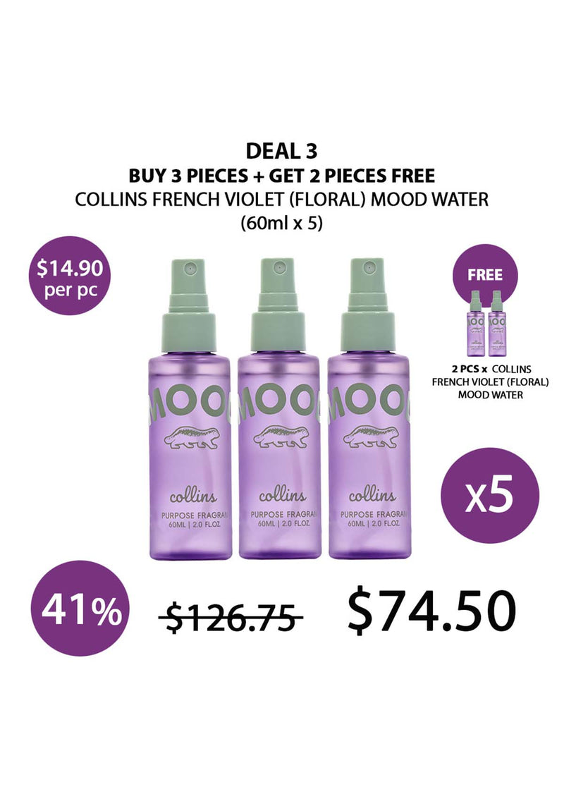 [COLLINS] All Purpose Fragrance French Violet Mood Water - Floral Scent 60ml | 200ml