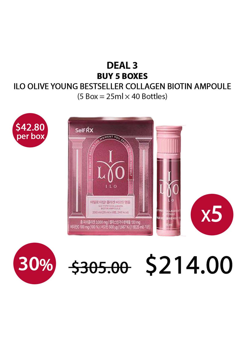 [ILO] Olive Young Bestseller Collagen Biotin Ampoule (1 Box = 25ml × 8 Bottles)