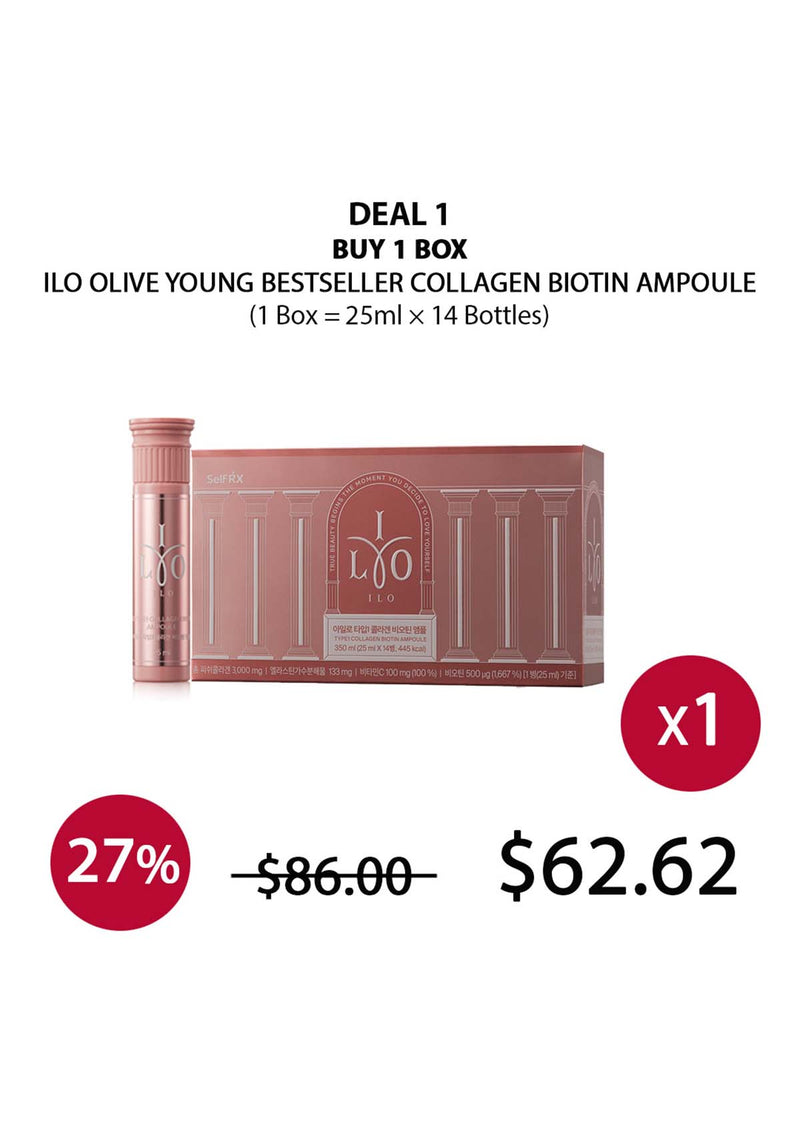 [ILO] Olive Young Bestseller Collagen Biotin Ampoule (1 Box = 25ml × 14 Bottles)