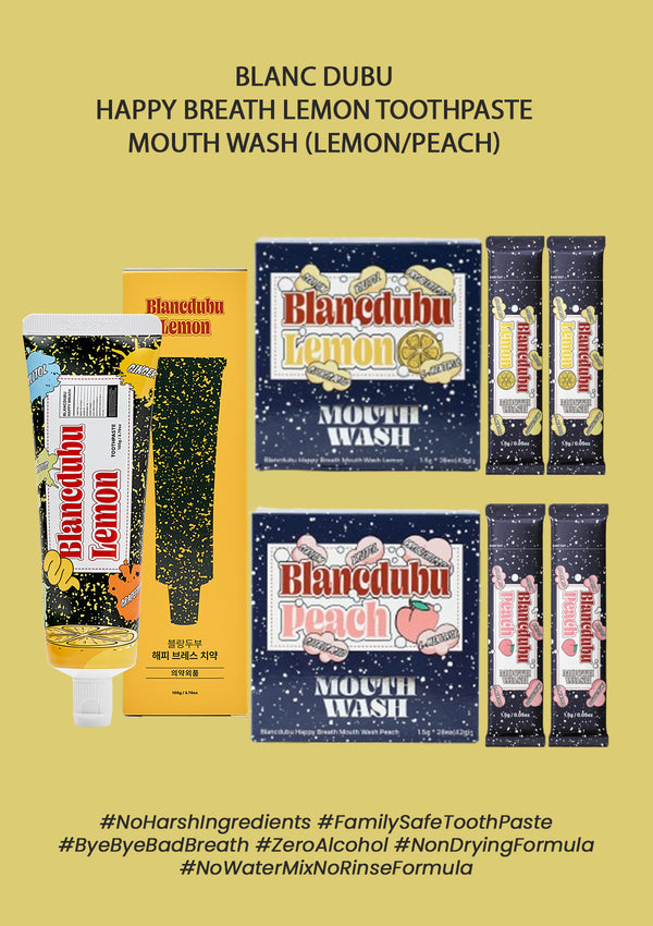 [BLANC DUBU] Happy Breath Lemon Toothpaste | Mouth Wash (Lemon/Peach)