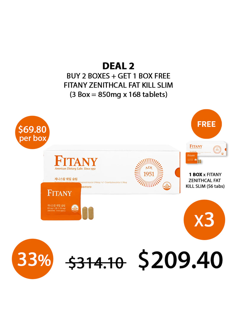 [FITANY] Zenithcal Fat Kill Slim (1 Box = 850mg x 56 Tablets)