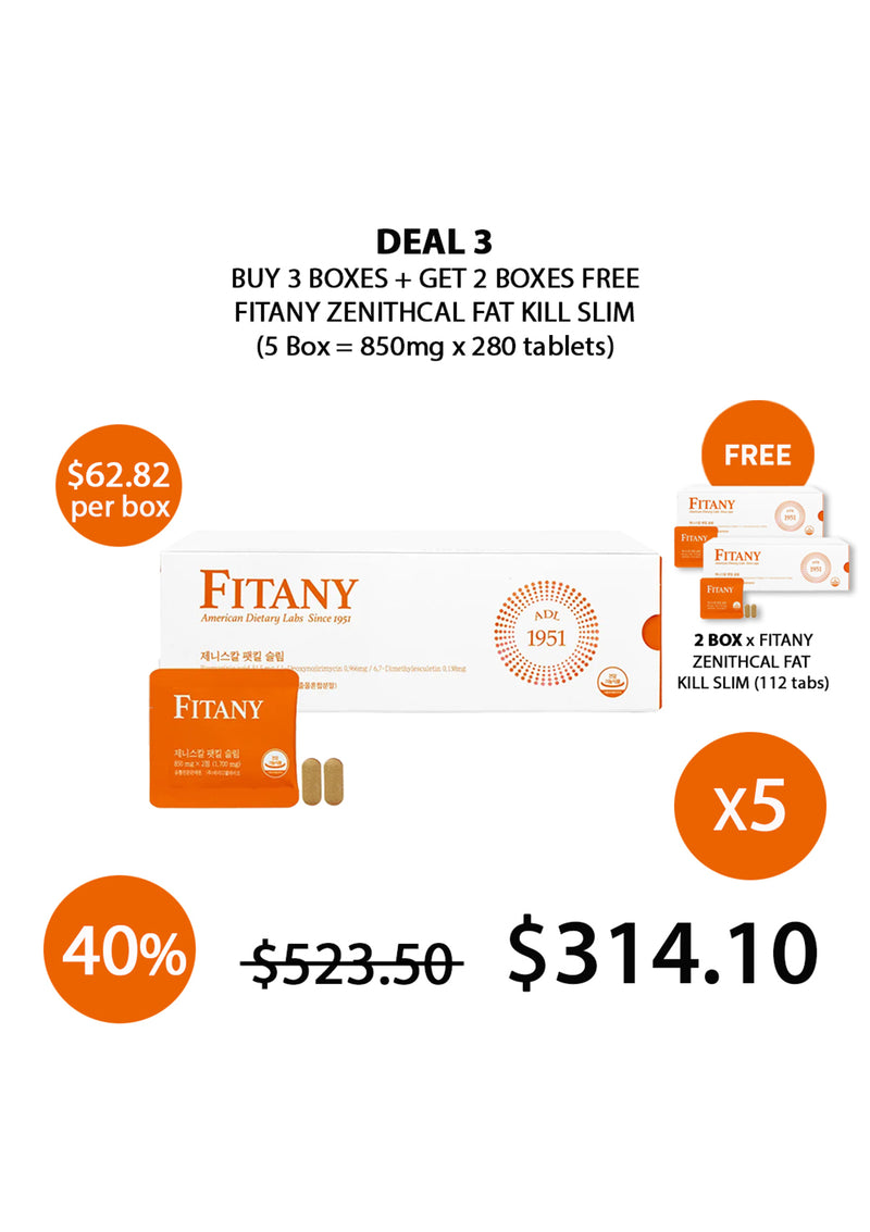 [FITANY] Zenithcal Fat Kill Slim (1 Box = 850mg x 56 Tablets)