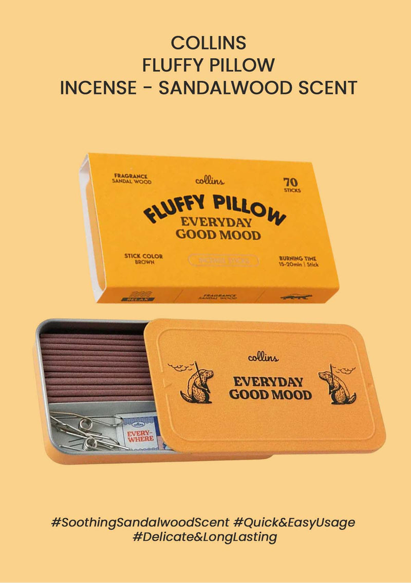 [COLLINS] Fluffy Pillow Incense - Sandalwood Scent (1 Box = 70 Sticks)