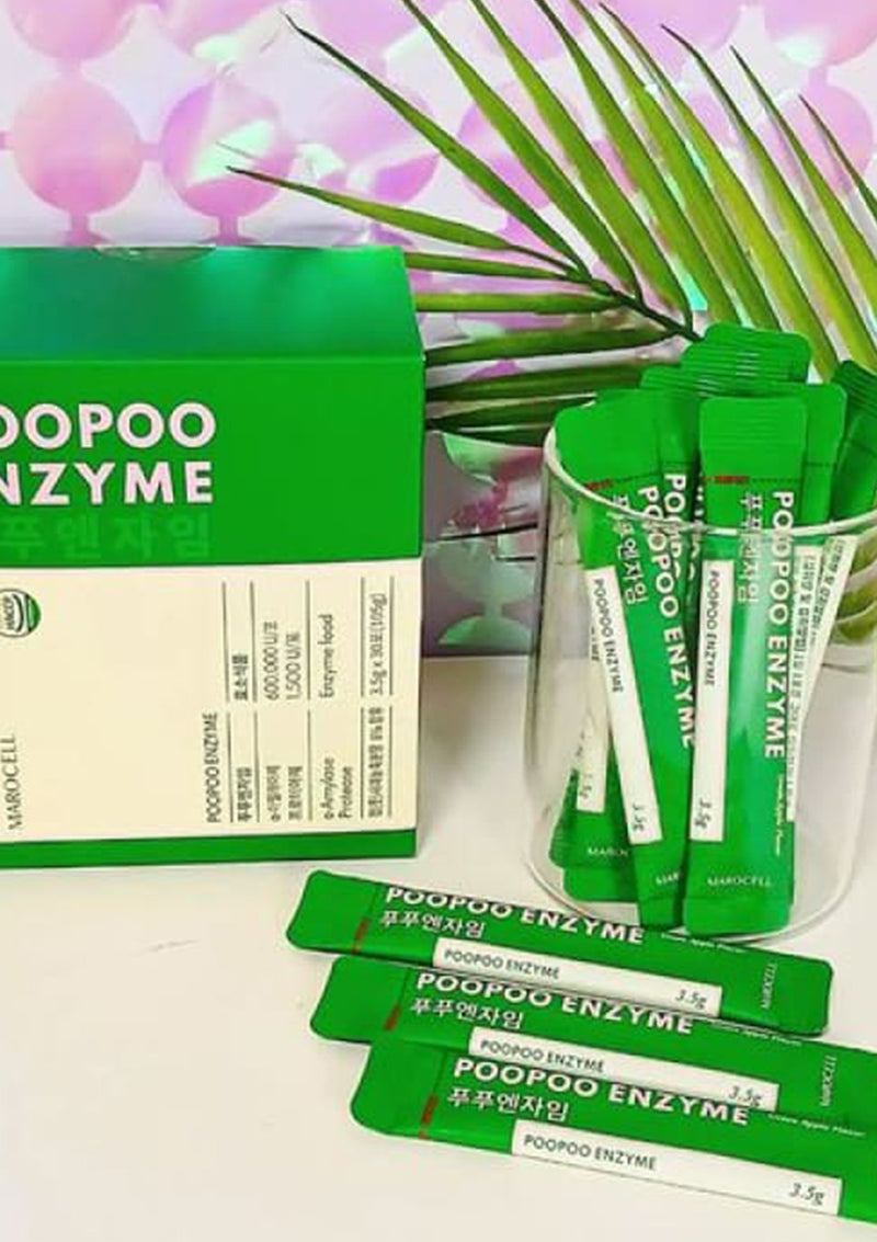 [MAROCELL] Poo Poo Enzyme Green Apple (1 Box = 3.5g x 30 Sticks)