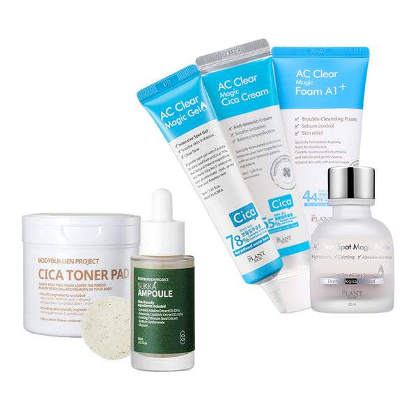 [THE PLANT BASE] [BODYBURDEN PROJEC] 6PC Bundle 1 Gel+1 Cream+1 Foam+1 Powder+1 Ampoule+1 Toner Pad + FREE BBP Oil Paper - COCOMO